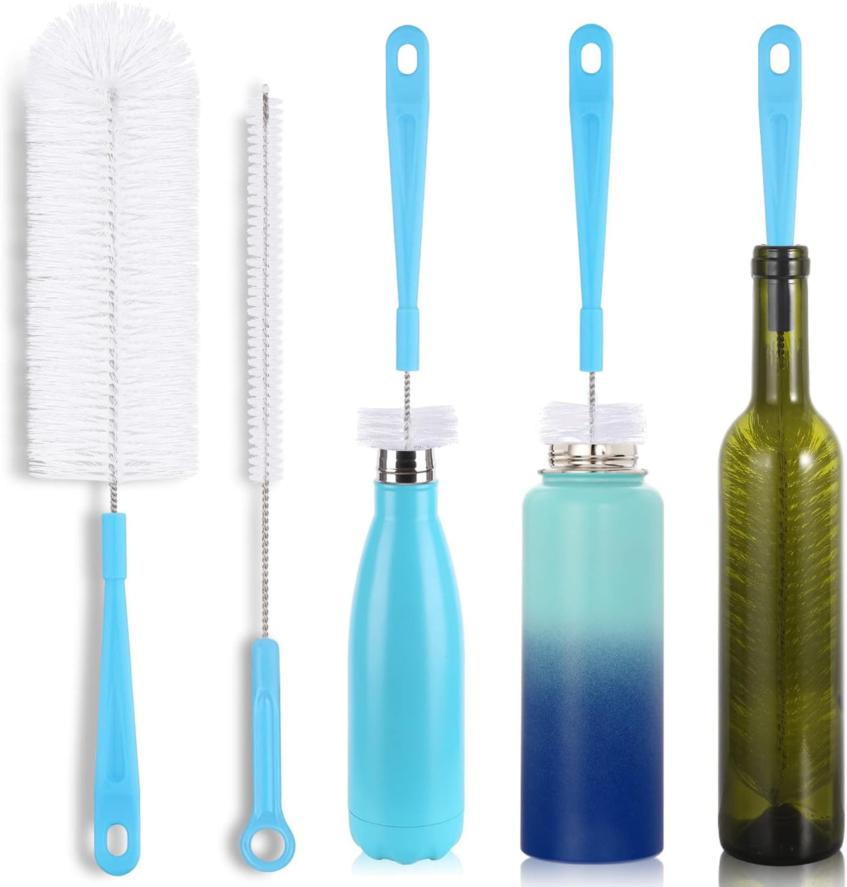 16" Bottle Brush Cleaner for Water Bottle - Long Handle Bottle Brush for Cleaning Narrow Neck Sport Bottles,Beer Bottle and Jugs, Set of 2