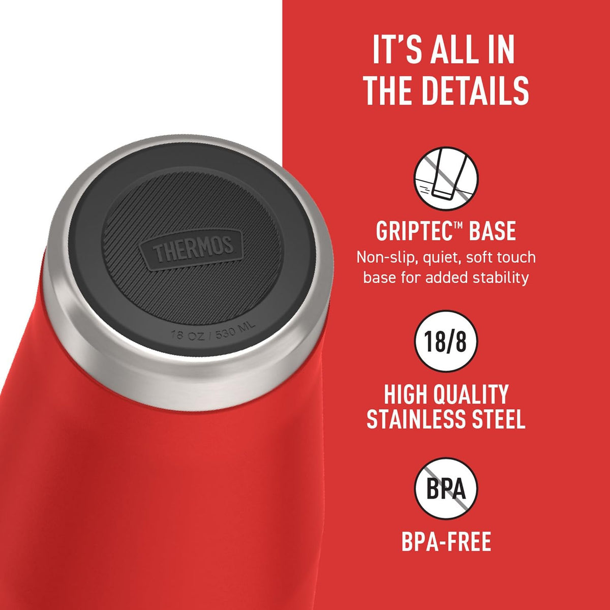 ICON SERIES, Stainless Steel Tumbler with Slide Lock, 18 Ounce, Matte Stainless Steel