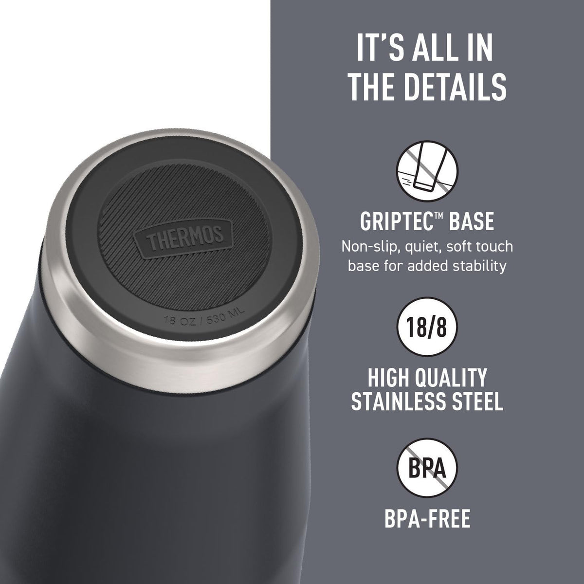 ICON SERIES, Stainless Steel Tumbler with Slide Lock, 18 Ounce, Matte Stainless Steel