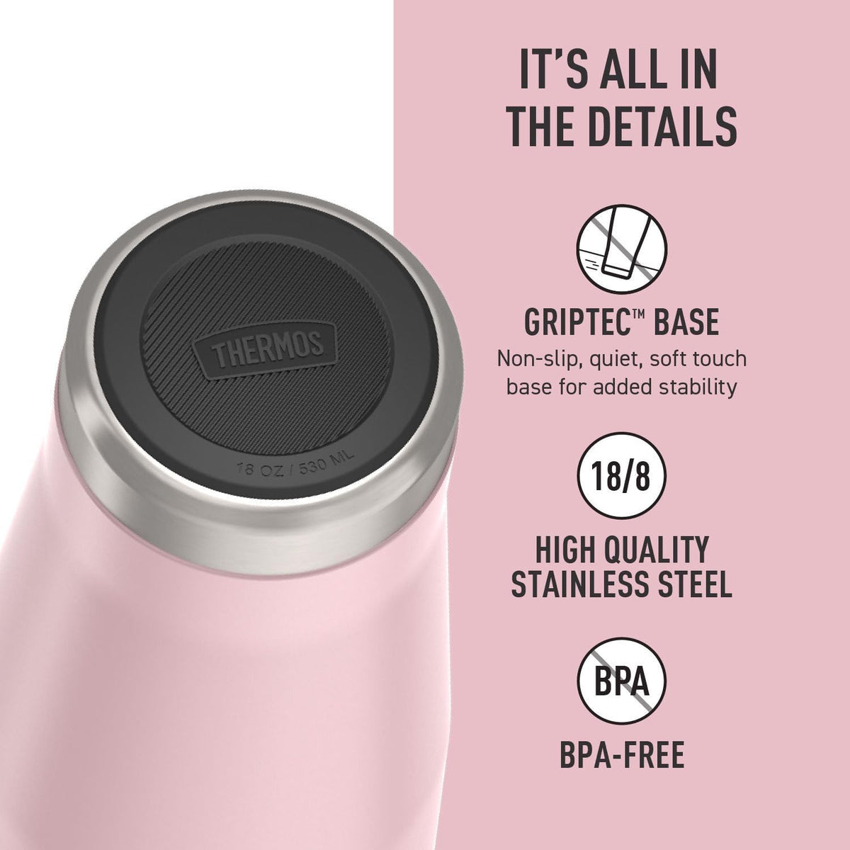 ICON SERIES, Stainless Steel Tumbler with Slide Lock, 18 Ounce, Matte Stainless Steel