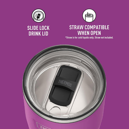 ICON SERIES, Stainless Steel Tumbler with Slide Lock, 18 Ounce, Matte Stainless Steel