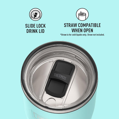 ICON SERIES, Stainless Steel Tumbler with Slide Lock, 18 Ounce, Matte Stainless Steel