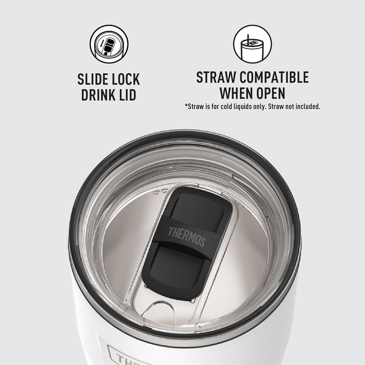 ICON SERIES, Stainless Steel Tumbler with Slide Lock, 18 Ounce, Matte Stainless Steel