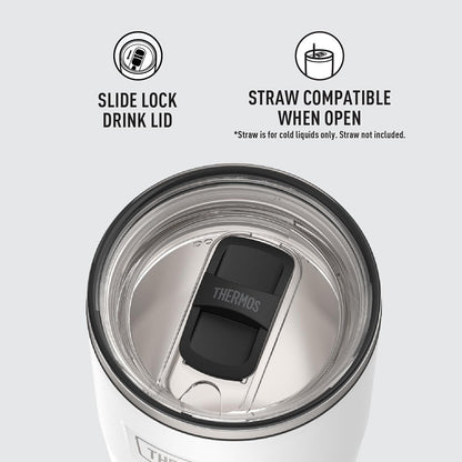 ICON SERIES, Stainless Steel Tumbler with Slide Lock, 18 Ounce, Matte Stainless Steel