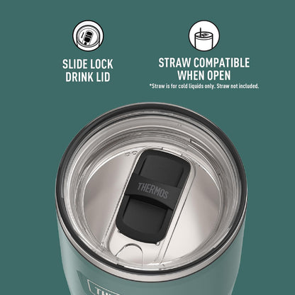 ICON SERIES, Stainless Steel Tumbler with Slide Lock, 18 Ounce, Matte Stainless Steel