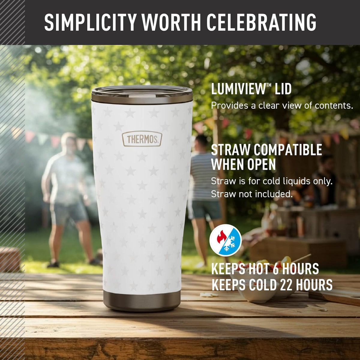 ICON SERIES, Stainless Steel Tumbler with Slide Lock, 18 Ounce, Matte Stainless Steel