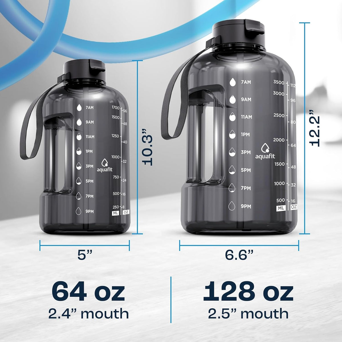 AQUAFIT Half Gallon Water Bottle with Time Marker