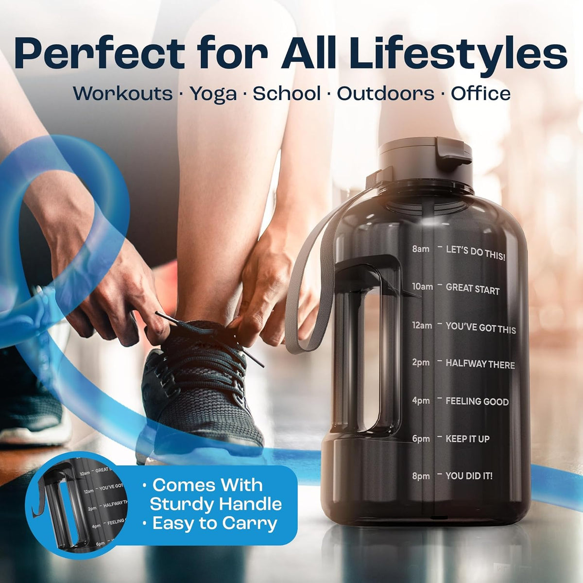 AQUAFIT Half Gallon Water Bottle with Time Marker