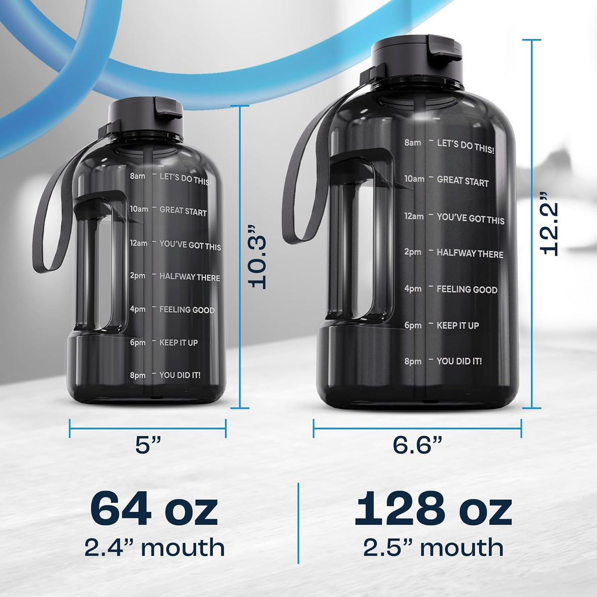 AQUAFIT Half Gallon Water Bottle with Time Marker