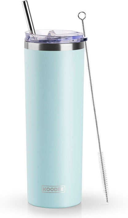 20 oz Stainless Steel Skinny Tumbler Double Wall Insulated Slim Water Tumbler Cup for Coffee, Tea (Baby Blue)