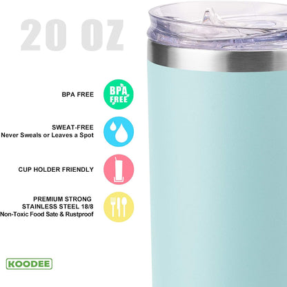 20 oz Stainless Steel Skinny Tumbler Double Wall Insulated Slim Water Tumbler Cup for Coffee, Tea (Baby Blue)