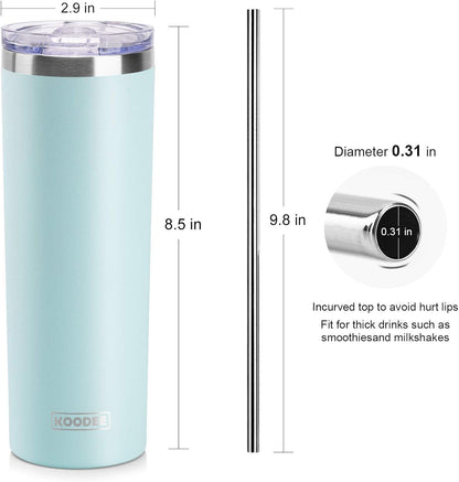 20 oz Stainless Steel Skinny Tumbler Double Wall Insulated Slim Water Tumbler Cup for Coffee, Tea (Baby Blue)