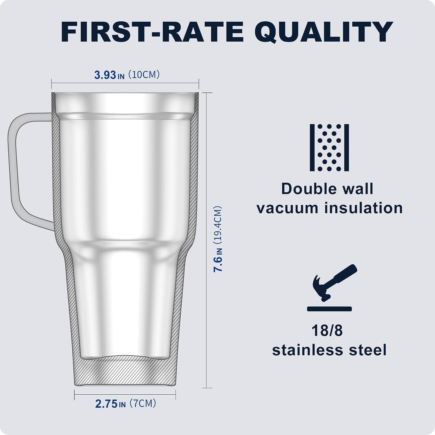 20 oz Stainless Steel Skinny Tumbler Double Wall Insulated Slim Water Tumbler Cup for Coffee, Tea (Baby Blue)