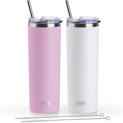 20 oz Stainless Steel Skinny Tumbler Double Wall Insulated Slim Water Tumbler Cup for Coffee, Tea (Baby Blue)