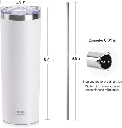 20 oz Stainless Steel Skinny Tumbler Double Wall Insulated Slim Water Tumbler Cup for Coffee, Tea (Baby Blue)