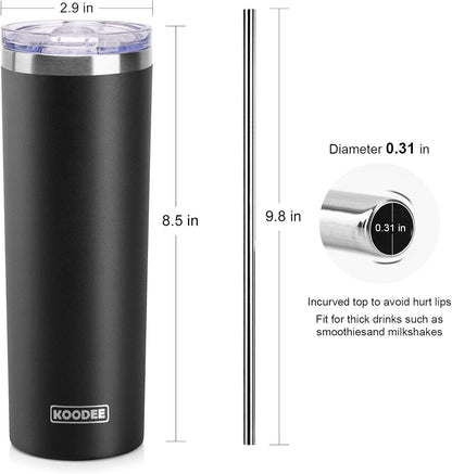 20 oz Stainless Steel Skinny Tumbler Double Wall Insulated Slim Water Tumbler Cup for Coffee, Tea (Baby Blue)