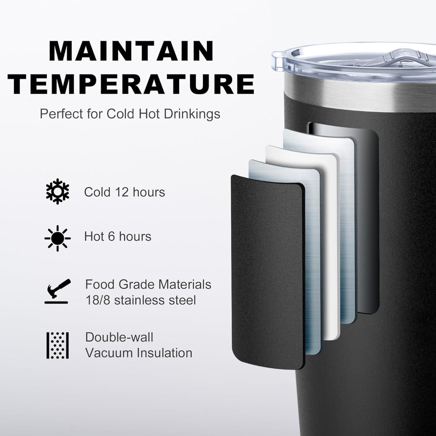 20 oz Stainless Steel Skinny Tumbler Double Wall Insulated Slim Water Tumbler Cup for Coffee, Tea (Baby Blue)
