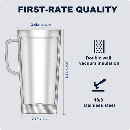 20 oz Stainless Steel Skinny Tumbler Double Wall Insulated Slim Water Tumbler Cup for Coffee, Tea (Baby Blue)