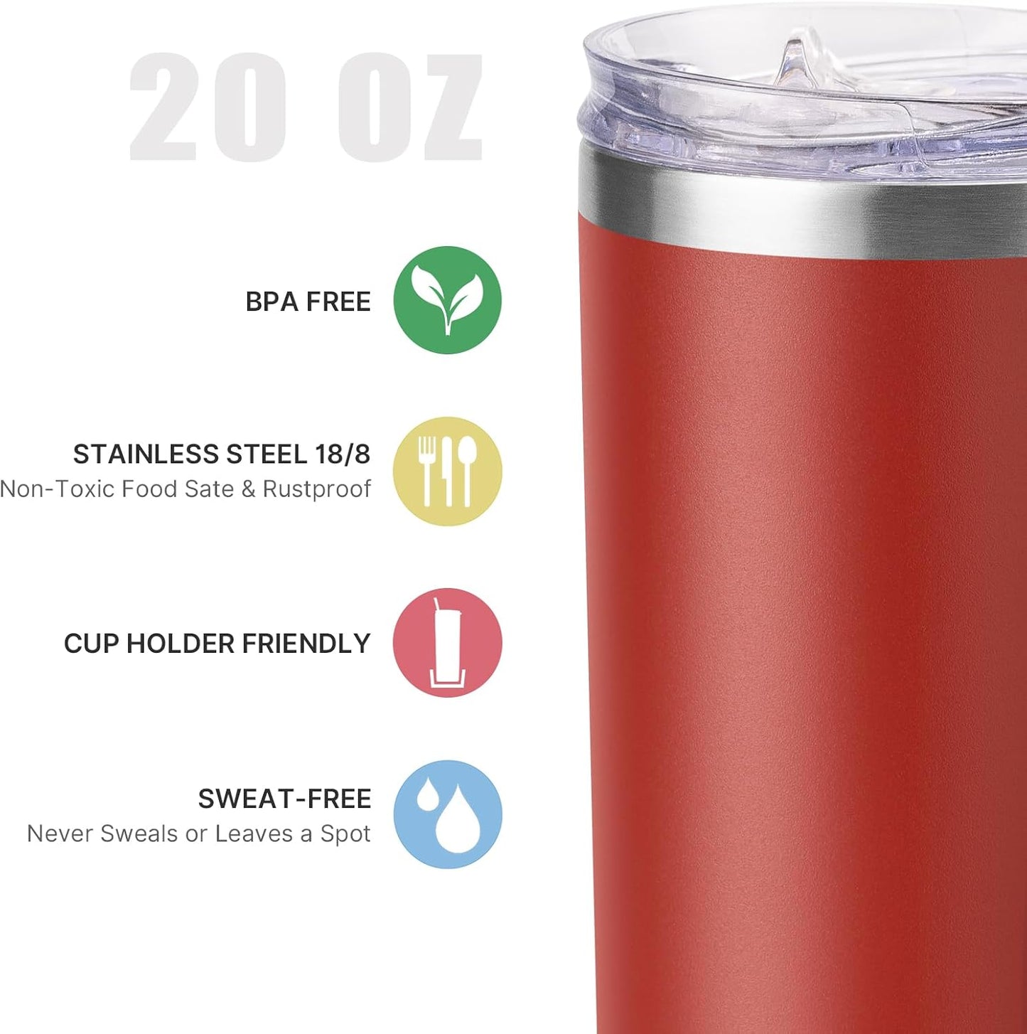 20 oz Stainless Steel Skinny Tumbler Double Wall Insulated Slim Water Tumbler Cup for Coffee, Tea (Baby Blue)