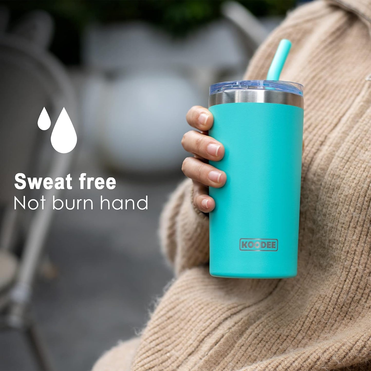 20 oz Stainless Steel Skinny Tumbler Double Wall Insulated Slim Water Tumbler Cup for Coffee, Tea (Baby Blue)