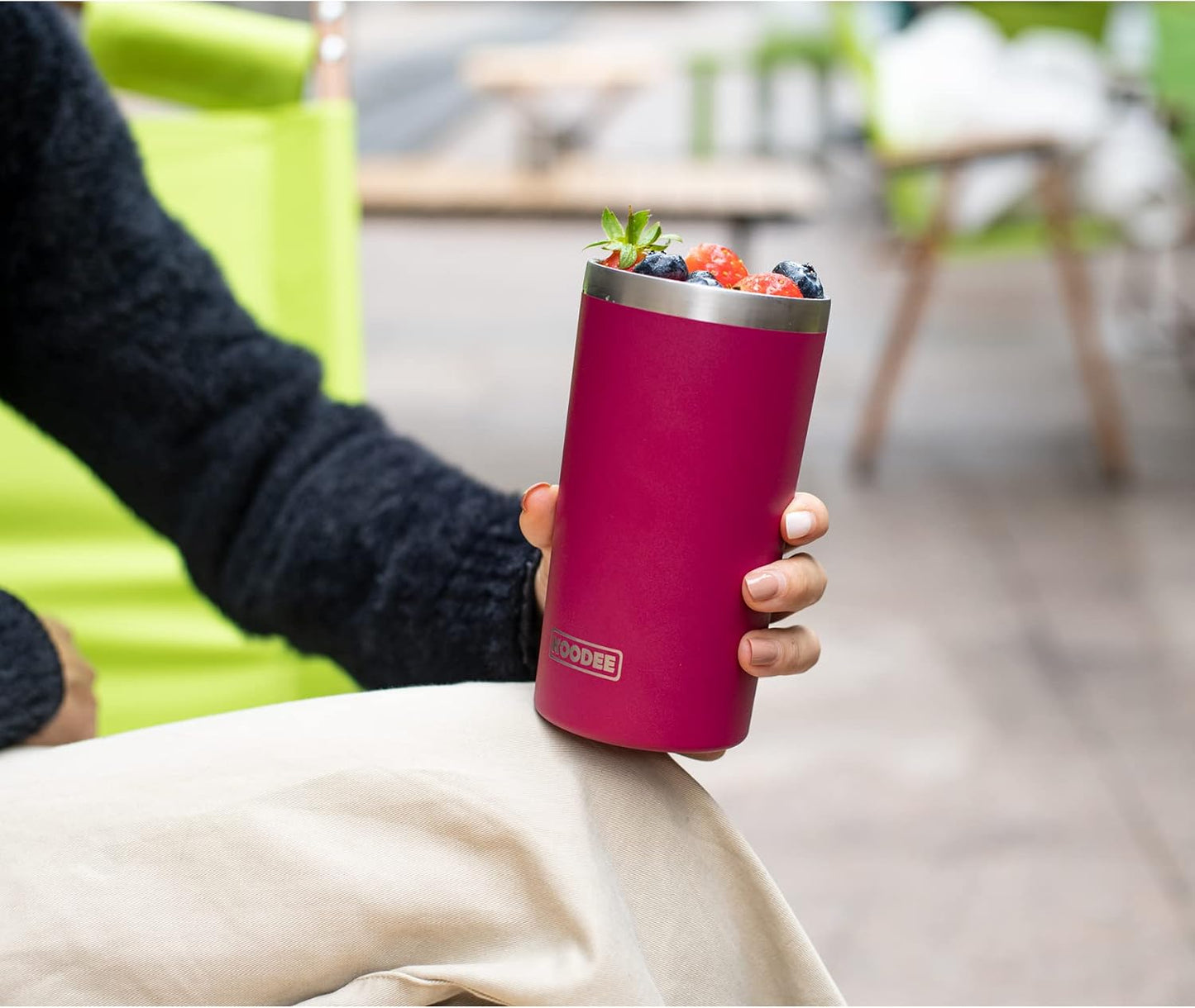 20 oz Stainless Steel Skinny Tumbler Double Wall Insulated Slim Water Tumbler Cup for Coffee, Tea (Baby Blue)