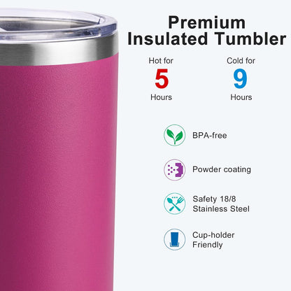 20 oz Stainless Steel Skinny Tumbler Double Wall Insulated Slim Water Tumbler Cup for Coffee, Tea (Baby Blue)