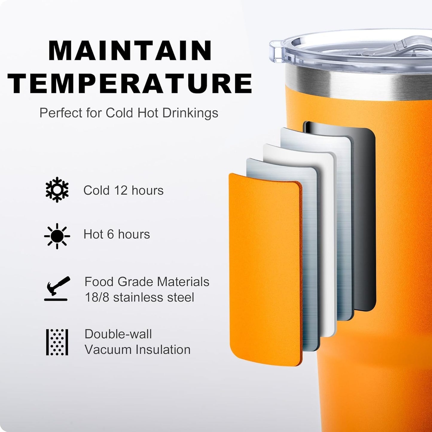 20 oz Stainless Steel Skinny Tumbler Double Wall Insulated Slim Water Tumbler Cup for Coffee, Tea (Baby Blue)