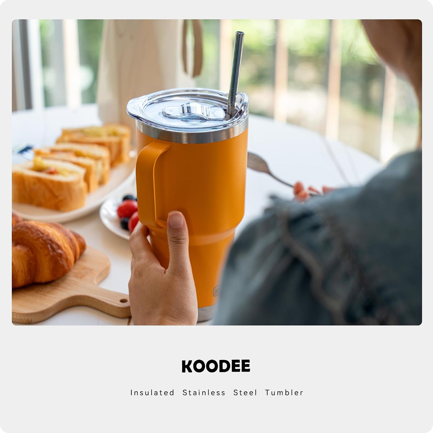 20 oz Stainless Steel Skinny Tumbler Double Wall Insulated Slim Water Tumbler Cup for Coffee, Tea (Baby Blue)