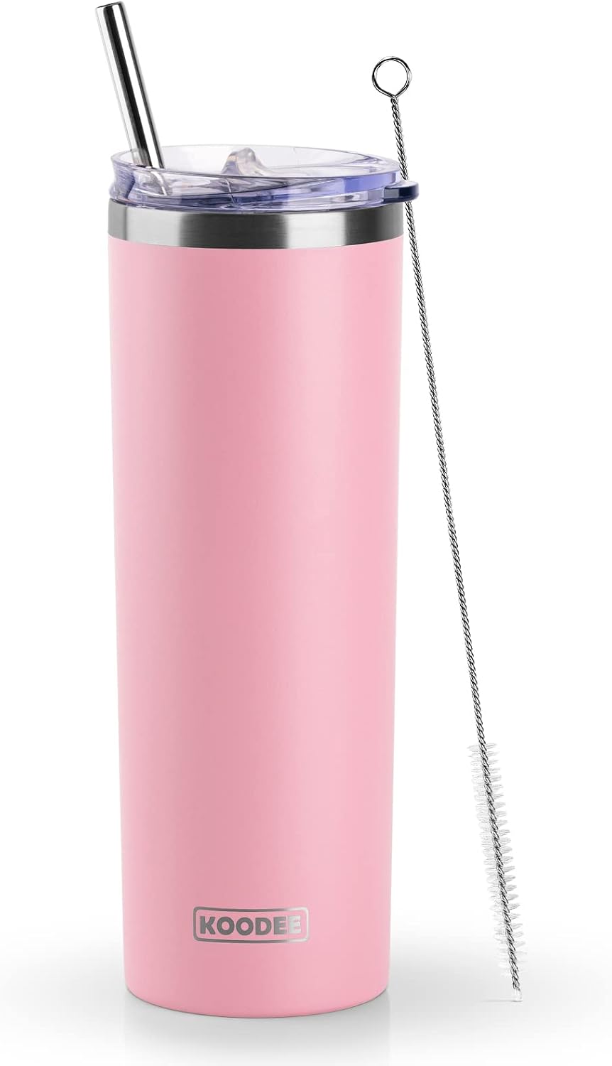 20 oz Stainless Steel Skinny Tumbler Double Wall Insulated Slim Water Tumbler Cup for Coffee, Tea (Baby Blue)