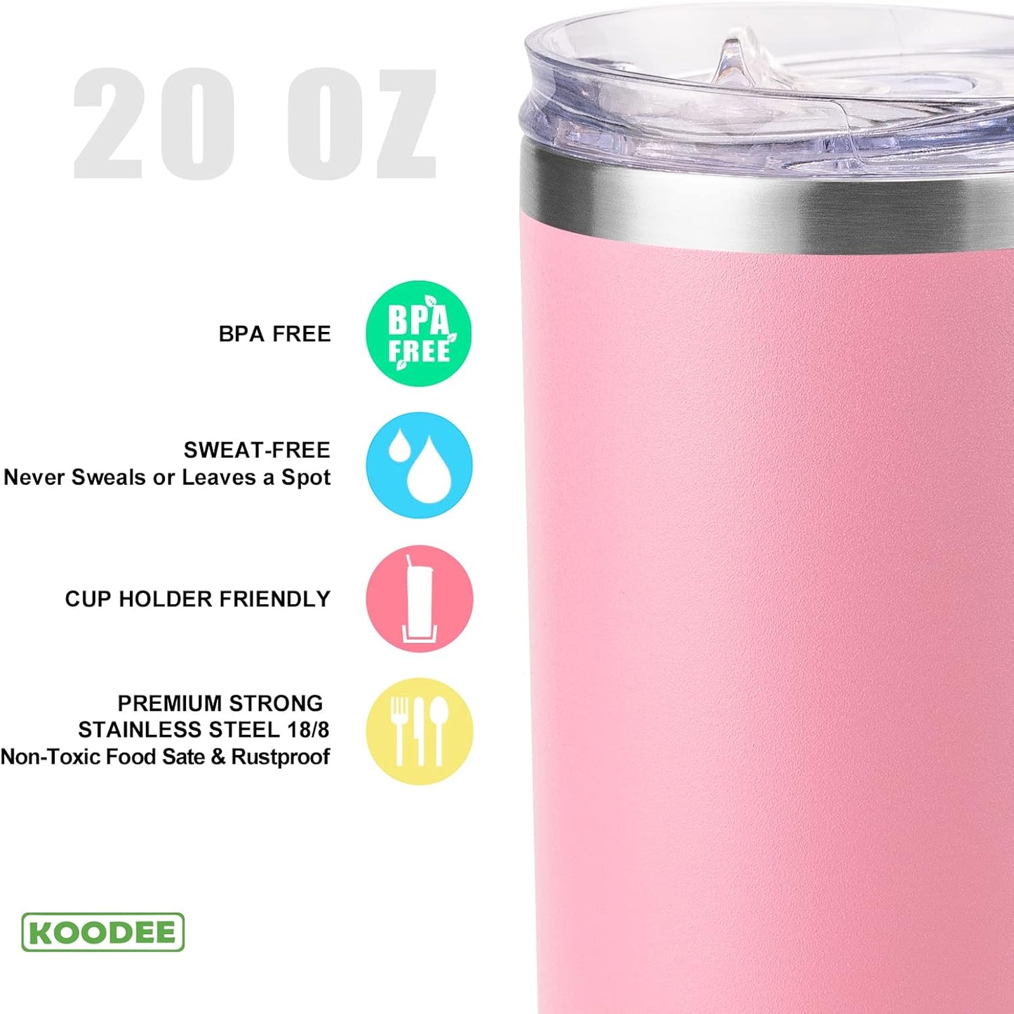 20 oz Stainless Steel Skinny Tumbler Double Wall Insulated Slim Water Tumbler Cup for Coffee, Tea (Baby Blue)