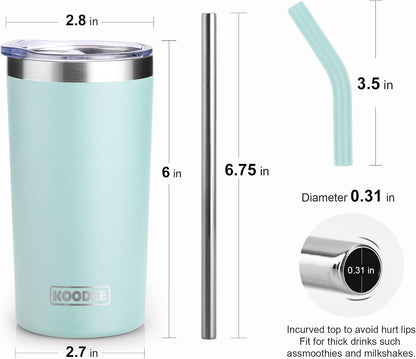 20 oz Stainless Steel Skinny Tumbler Double Wall Insulated Slim Water Tumbler Cup for Coffee, Tea (Baby Blue)