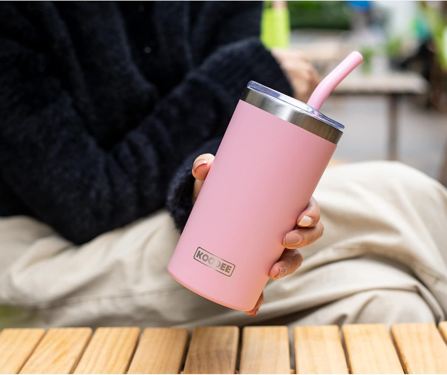 20 oz Stainless Steel Skinny Tumbler Double Wall Insulated Slim Water Tumbler Cup for Coffee, Tea (Baby Blue)