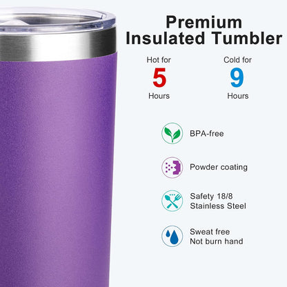 20 oz Stainless Steel Skinny Tumbler Double Wall Insulated Slim Water Tumbler Cup for Coffee, Tea (Baby Blue)