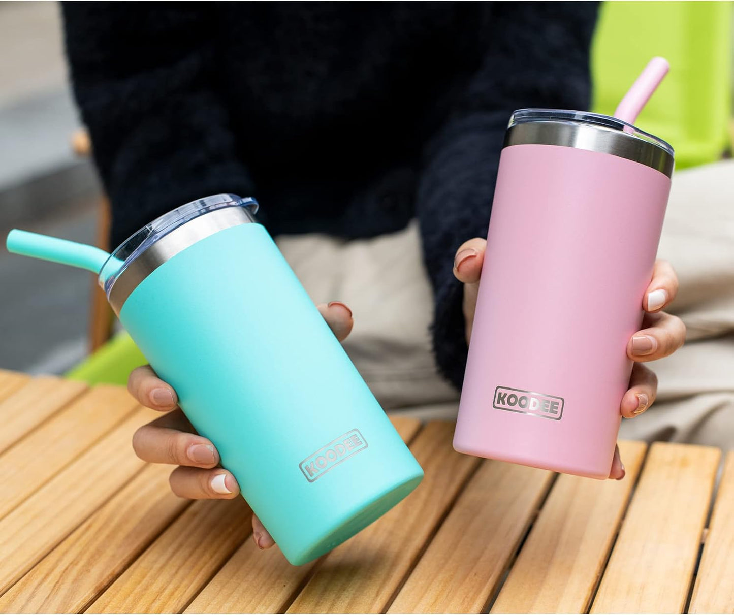 20 oz Stainless Steel Skinny Tumbler Double Wall Insulated Slim Water Tumbler Cup for Coffee, Tea (Baby Blue)