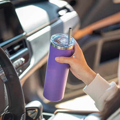 20 oz Stainless Steel Skinny Tumbler Double Wall Insulated Slim Water Tumbler Cup for Coffee, Tea (Baby Blue)