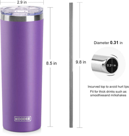 20 oz Stainless Steel Skinny Tumbler Double Wall Insulated Slim Water Tumbler Cup for Coffee, Tea (Baby Blue)