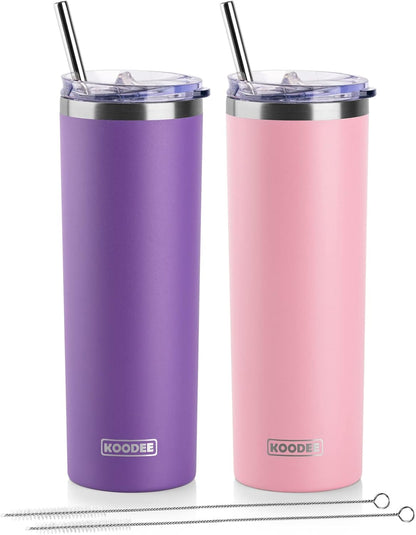 20 oz Stainless Steel Skinny Tumbler Double Wall Insulated Slim Water Tumbler Cup for Coffee, Tea (Baby Blue)