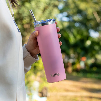 20 oz Stainless Steel Skinny Tumbler Double Wall Insulated Slim Water Tumbler Cup for Coffee, Tea (Baby Blue)