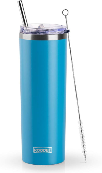 20 oz Stainless Steel Skinny Tumbler Double Wall Insulated Slim Water Tumbler Cup for Coffee, Tea (Baby Blue)