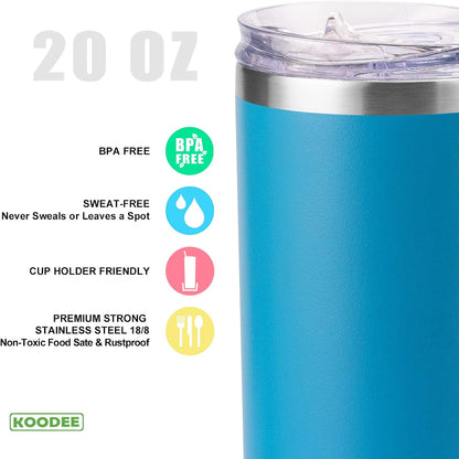 20 oz Stainless Steel Skinny Tumbler Double Wall Insulated Slim Water Tumbler Cup for Coffee, Tea (Baby Blue)