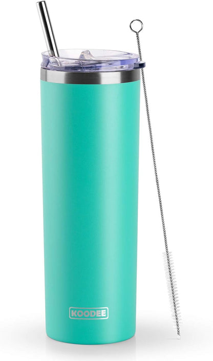 20 oz Stainless Steel Skinny Tumbler Double Wall Insulated Slim Water Tumbler Cup for Coffee, Tea (Baby Blue)