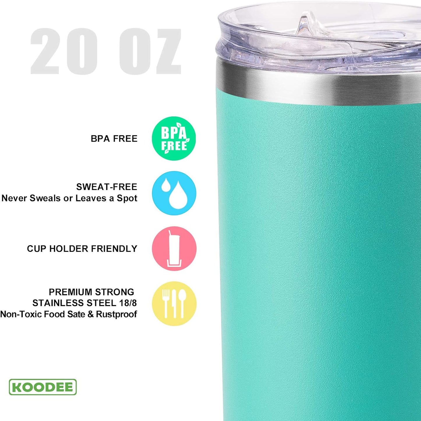 20 oz Stainless Steel Skinny Tumbler Double Wall Insulated Slim Water Tumbler Cup for Coffee, Tea (Baby Blue)