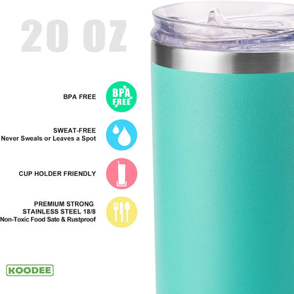 20 oz Stainless Steel Skinny Tumbler Double Wall Insulated Slim Water Tumbler Cup for Coffee, Tea (Baby Blue)