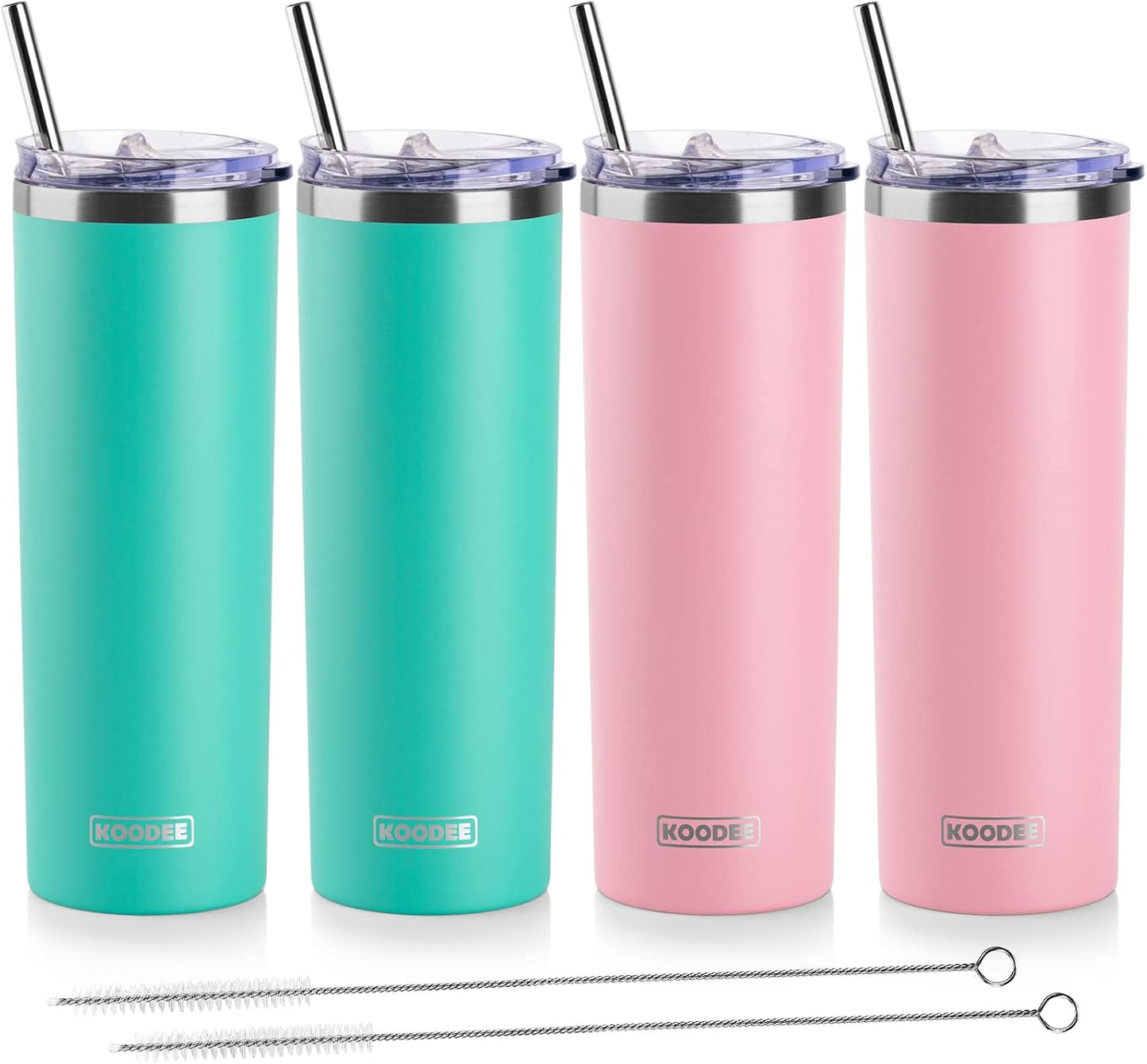 20 oz Stainless Steel Skinny Tumbler Double Wall Insulated Slim Water Tumbler Cup for Coffee, Tea (Baby Blue)