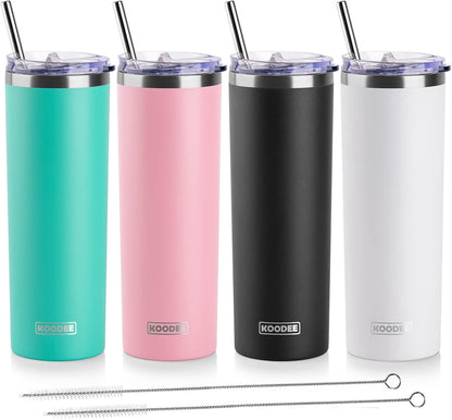 20 oz Stainless Steel Skinny Tumbler Double Wall Insulated Slim Water Tumbler Cup for Coffee, Tea (Baby Blue)