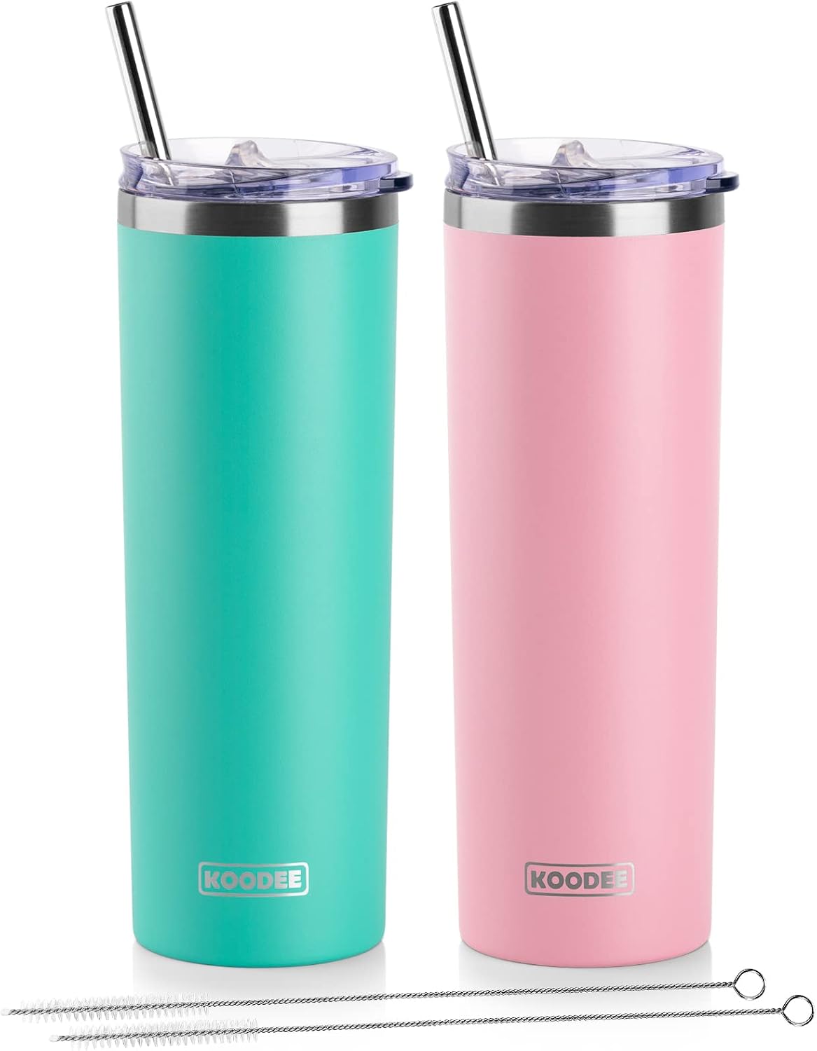 20 oz Stainless Steel Skinny Tumbler Double Wall Insulated Slim Water Tumbler Cup for Coffee, Tea (Baby Blue)