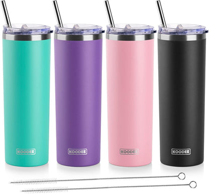 20 oz Stainless Steel Skinny Tumbler Double Wall Insulated Slim Water Tumbler Cup for Coffee, Tea (Baby Blue)
