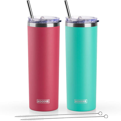 20 oz Stainless Steel Skinny Tumbler Double Wall Insulated Slim Water Tumbler Cup for Coffee, Tea (Baby Blue)