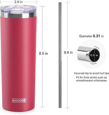 20 oz Stainless Steel Skinny Tumbler Double Wall Insulated Slim Water Tumbler Cup for Coffee, Tea (Baby Blue)