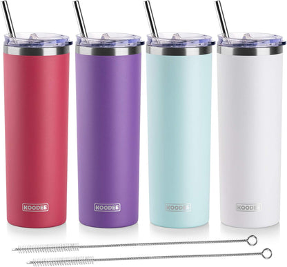 20 oz Stainless Steel Skinny Tumbler Double Wall Insulated Slim Water Tumbler Cup for Coffee, Tea (Baby Blue)